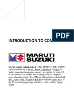 Introduction To Company: Maruti Suzuki India Limited (NSE: MARUTI, BSE: 532500)