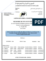 Guide Prelevement Labo Biochimie Chu Tizi Ouzou