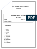 Science Final Revision Worksheet Answer Key