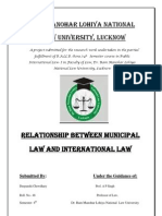 Dr. Ram Manohar Lohiya National Law University, Lucknow: Relationship Between Municipal Law and International Law