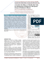 A Clinical Study To Evaluate The Efficacy of Shudha Bala Taila Matra Basti in The Management of Kampavata With Special Reference To Parkinson's Disease