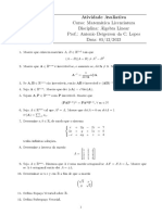 Lista de Exercícios 1 Álgebra Linear