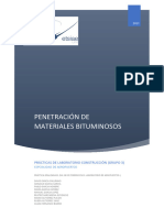 Penetración de Materiales Bituminosos