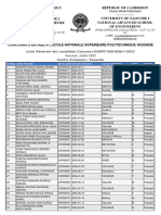 Yaounde Liste Generale Des Candidats Concours ENSPY ING NUA 1 2023