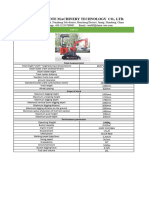 Specification For 10 and 12 Model Excavator