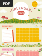 Beige Pastel Floral Cute Monthly Calendar 2024 Calendar