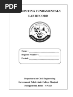 Computing Fundamentals Lab Record: Name: Register Number: Period