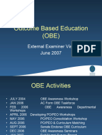 Outcome Based Education (OBE) : External Examiner Visit June 2007