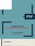 LEARNING UNIT 8 - Legal Language, Argument and Logic (Theme 1)