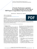 The Effect of Teacher Performance and Study Motivation On The Learning Outcomes of VII Grade of SMP Negeri 2 Cengal District Ogan Komering Ilir