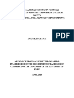 Impact of Marginal Costing On Financial Performance of Manufacturing Firms in Nairobi County