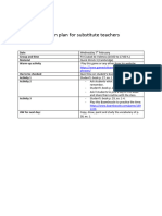 LESSON PLAN FOR SUBSTITUTE TEACHERS 7th February 2024