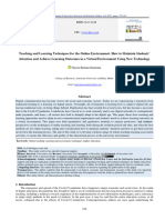 Teaching and Learning Techniques For The Online Environment. How To Maintain Students' Attention and Achieve Learning Outcomes in A Virtual Environment Using New Technology