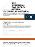 Facilitate Entrepreneurial Skills For Micro Small Medium Enterprises Msmes
