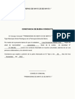 Carta de Buena Conducta 25 DE MAYO I