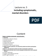 Lecture No. 5 Organic Mental Disorders in Psychiatry