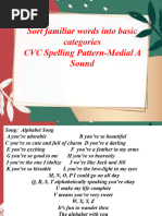 Sort Familiar Words Into Basic Categories CVC Spelling Pattern-Medial A Sound