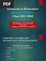 Acronyms To Remember Business Studies ClassXII CBSE