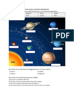 Solar System and Planets (Worksheet) Q.1. Use The Words in The Box To Label The Planets in The Model Illustrated Below