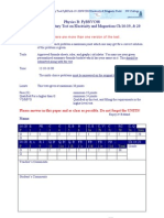 Physics B: Fybnvc08 G-Level Complementary Test On Electricity and Magnetism CH 16-19, & 20