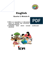 English 10 - Q2 - Module 6 Write An Exposition or Discussion On A Familiar Issue To Include Key Structural Elements and Language Features