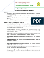 Communication For Various Purposes - Lesson 6 Notes