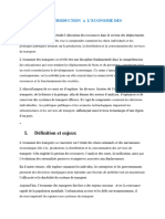 CHAPITRE I Introduction À L'économie Des Transports