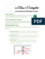 Class 7 Computer Chapter 2 (Calculations in Microsoft Excel)