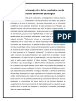 Ensayo Sobre El Manejo Ético de Los Resultados y en La Elaboración Del Informe Psicológico