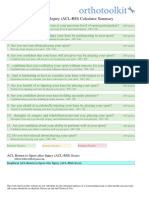 OrthoToolKit Anterior Cruciate Ligament Return To Sport After Injury (ACL-RSI) Calculator Score Report