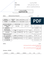 ﺪــــﻋﻮـــﻣ ﺓﺮــﻛﺬــﺗ Appointment Slip: Medical Record No. Date Of Birth SEX ELG COV