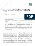 Influence of Language Anxiety and Prior Knowledge On ESL Students' Achievement in Expository Essay in Ibadan North LGA, Nigeria