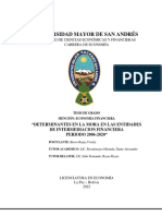 Universidad Mayor de San Andrés: Facultad de Ciencias Económicas Y Financieras Carrera de Economía