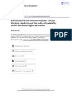 Individualised and Instrumentalised Critical Thinking Students and The Optics of Possibility Within Neoliberal Higher Education