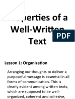 Properties of A Well-Written Text