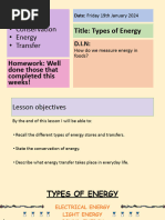 L12 Year 7 Physics Notes - Types of Energy