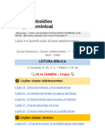 Lição 9 A Santificação (Classe Adolescentes) : Leitura Bíblica