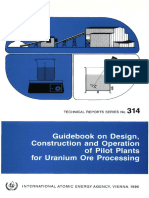 Guidebook On Design, Construction and Operation of Pilot Plants For Uranium Ore Processing