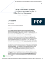 Modelo de Denuncia Ante El Ingeniero Municipal Por Construcciones Ilegales en El Condominio (Venezuela) - Procondominios