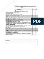 Pauta de Cotejo para Evaluar Desempeno Minimo de Comprension Lectora