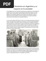 El Voto Femenino en Argentina y Su Impacto en La Sociedad