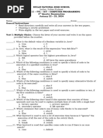 Grade 11 Programming 2ND Quarter Exam