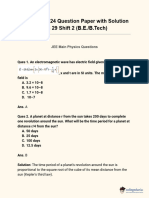 JEE Main 2024 Solutions Jan 29 Shift 2