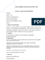 Exemplo Plano de Aulas 7º Ano Cultura Africanas