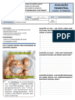 6º Anos - Avaliação Trimestral Língua Portuguesa - 3º Trimestre - Professora Gilsele