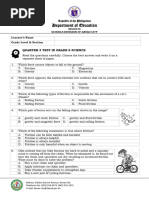 D1 Quarterly Test - Q3 Science 6