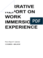 Narrative Report On Work Immersion Experience