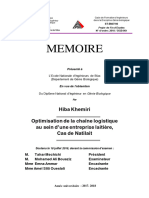 Memoire: Hiba Khemiri Optimisation de La Chaîne Logistique Au Sein D 'Une Entreprise Laitière, Cas de Natilait