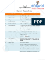 Class 9 Chapter 1 Maths Important Formulas