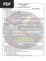 XII Business Studies Mock Paper - Answer Key 2024